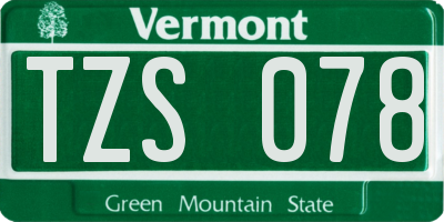 VT license plate TZS078