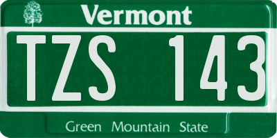 VT license plate TZS143