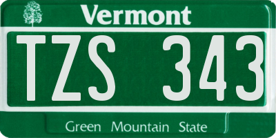VT license plate TZS343