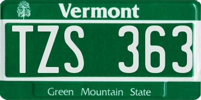 VT license plate TZS363