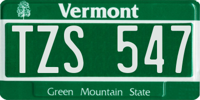 VT license plate TZS547