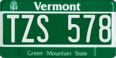VT license plate TZS578