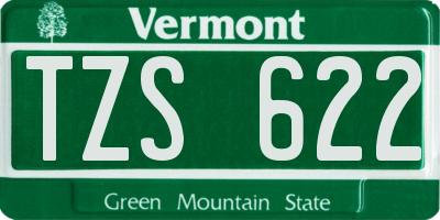VT license plate TZS622