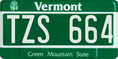 VT license plate TZS664