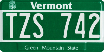 VT license plate TZS742