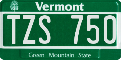 VT license plate TZS750
