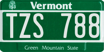 VT license plate TZS788