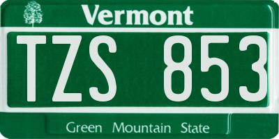 VT license plate TZS853