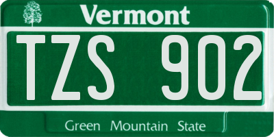 VT license plate TZS902