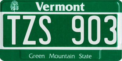 VT license plate TZS903