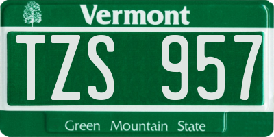 VT license plate TZS957