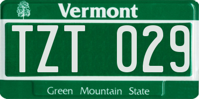 VT license plate TZT029