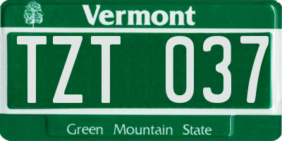 VT license plate TZT037