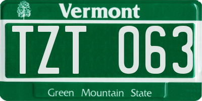 VT license plate TZT063