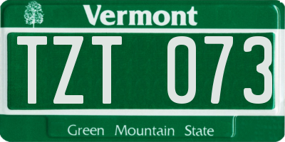 VT license plate TZT073