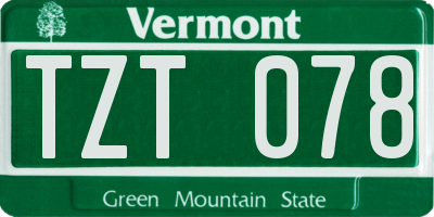 VT license plate TZT078