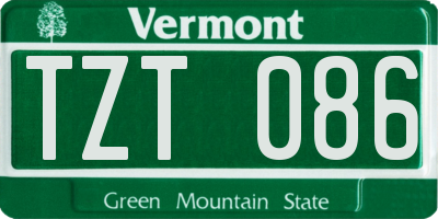 VT license plate TZT086