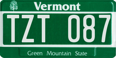 VT license plate TZT087