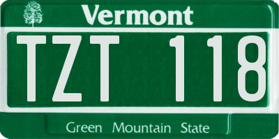 VT license plate TZT118