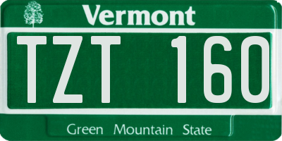 VT license plate TZT160