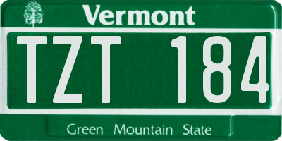 VT license plate TZT184