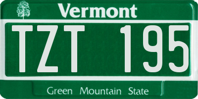 VT license plate TZT195