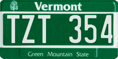 VT license plate TZT354