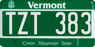 VT license plate TZT383