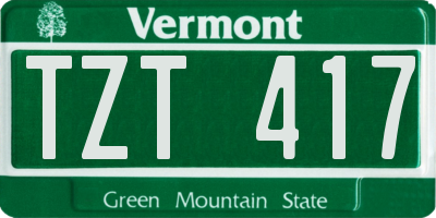 VT license plate TZT417
