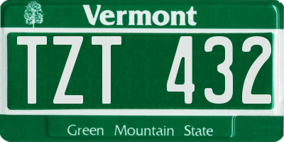VT license plate TZT432