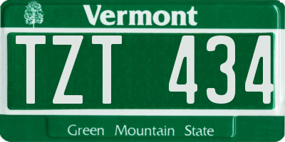 VT license plate TZT434