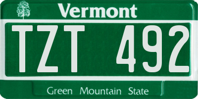 VT license plate TZT492