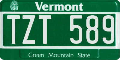 VT license plate TZT589