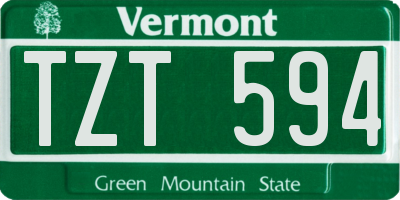 VT license plate TZT594