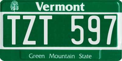 VT license plate TZT597