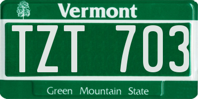 VT license plate TZT703