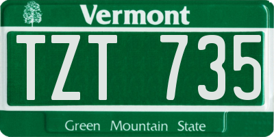 VT license plate TZT735
