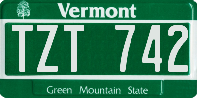 VT license plate TZT742