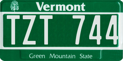 VT license plate TZT744