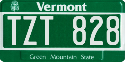 VT license plate TZT828