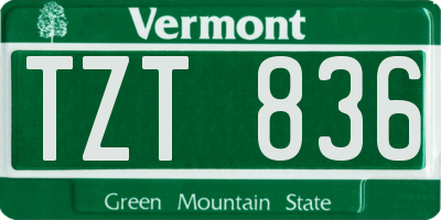 VT license plate TZT836