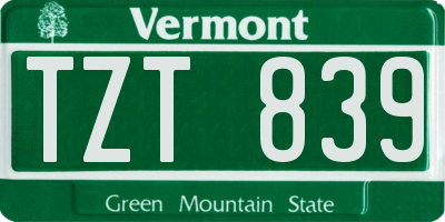 VT license plate TZT839