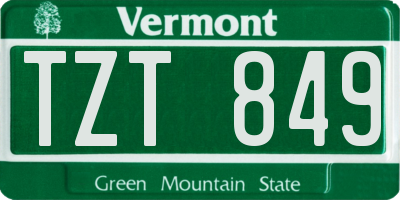 VT license plate TZT849