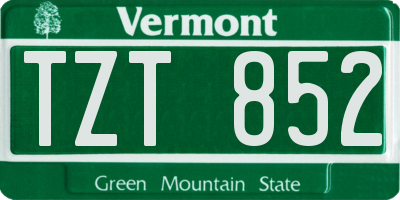 VT license plate TZT852