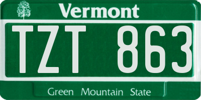 VT license plate TZT863