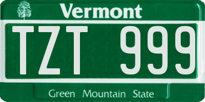 VT license plate TZT999