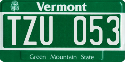 VT license plate TZU053