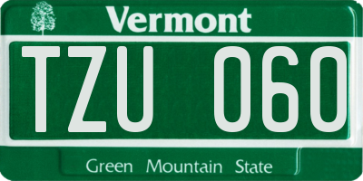 VT license plate TZU060