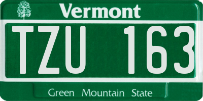 VT license plate TZU163