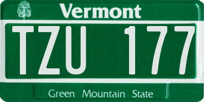 VT license plate TZU177